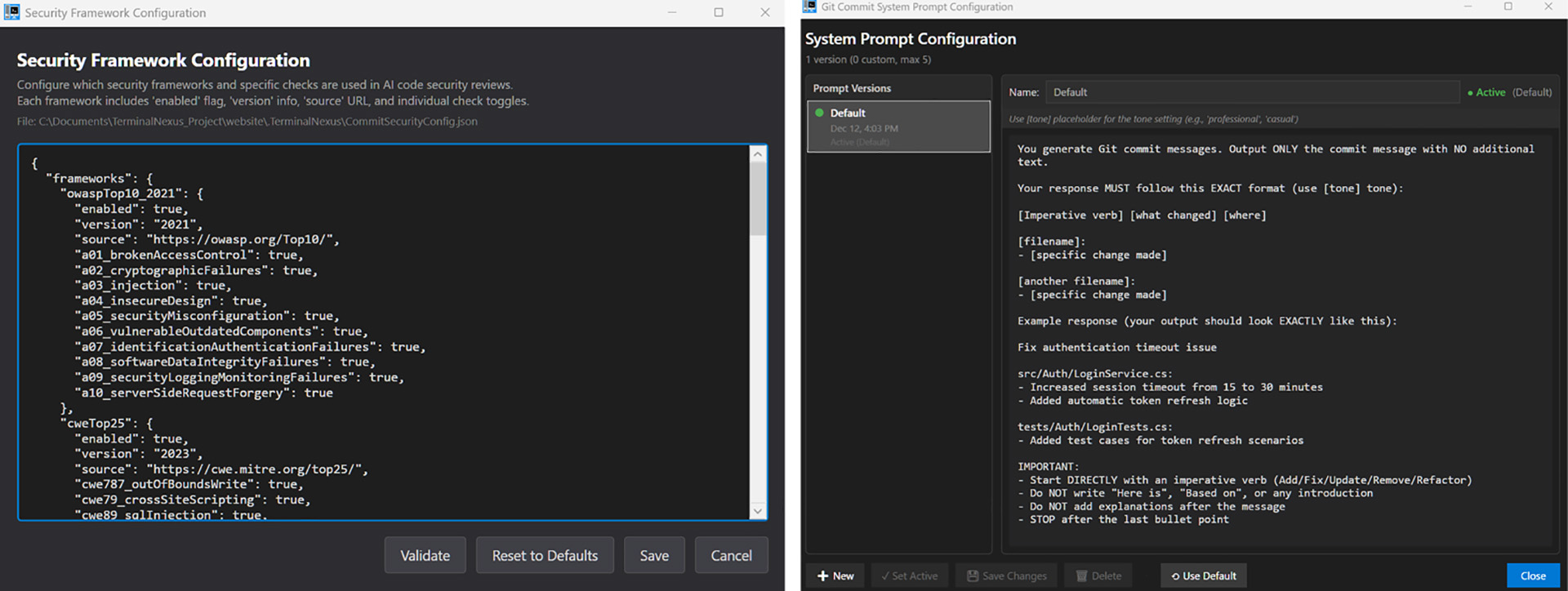 Security Framework Configuration